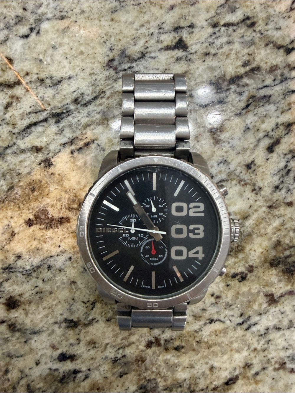 Diesel Silver-Tone Bracelet Black Dial Chronograph Watch